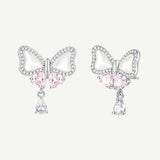 Pendientes de plata de ley con lazo mariposa “Pearl Kiss” de FANCIME