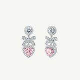 Pendientes colgantes FANCIME "Beso de Corazón" con lazo en forma de corazón en plata de ley