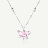 FANCIME "Sweetheart" Collar de plata de ley con planeta rosa