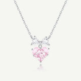 Collar de plata de ley con corazón rosa "Bow For Princess" de FANCIME