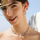 Collar de promesa de plata suave con gota de flor de glicinia