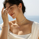 Collar de Plata con Barra de Flor “Susurro de Glicina” con Amatista