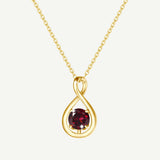 Collar con colgante de plata esterlina símbolo infinito "Abrazo infinito" con granate piedra de nacimiento de enero - Oro