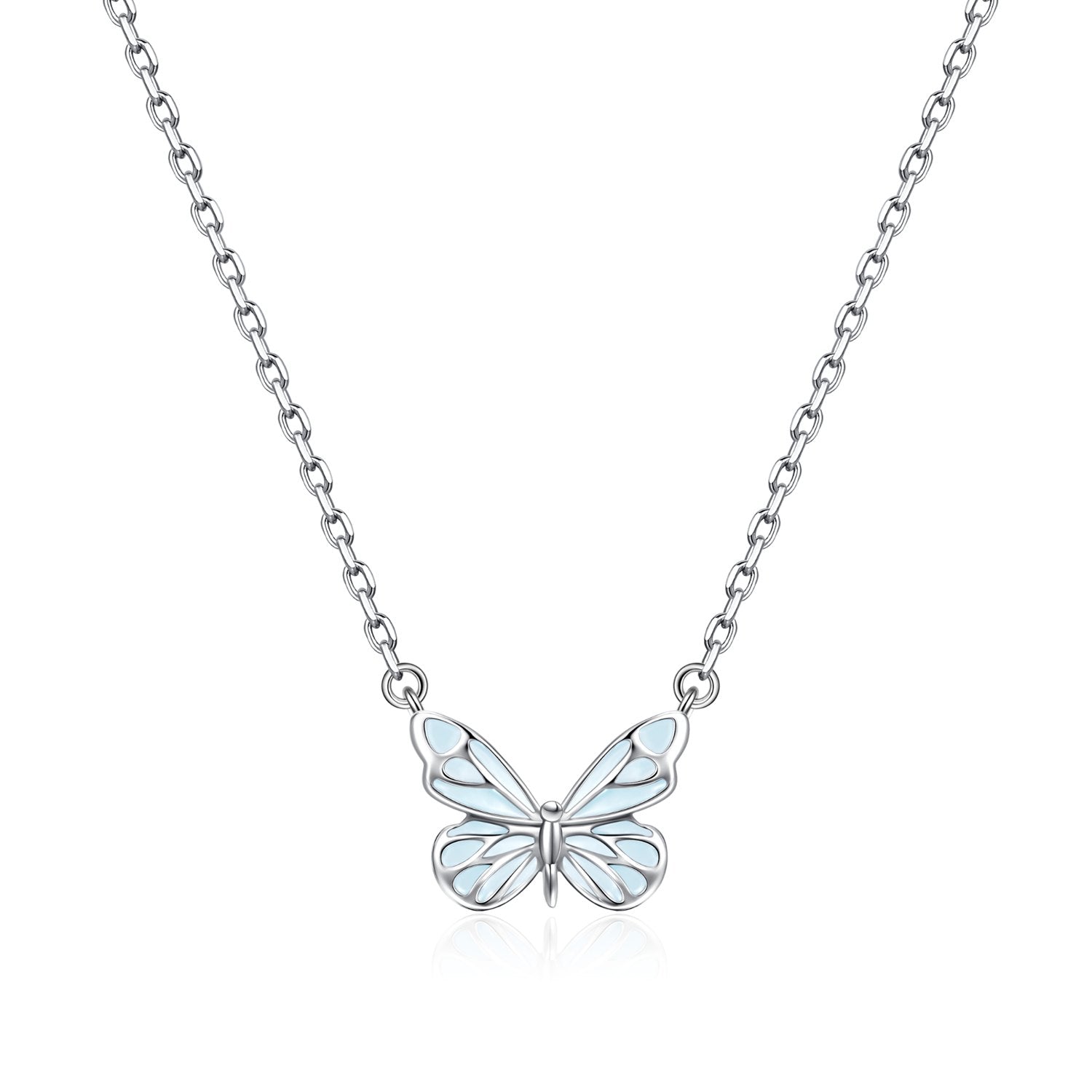Collar de Plata de Ley con Esmalte Luminoso FANCIME "Mariposa Estelar"