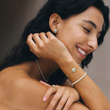 Trinity Textured Silver Bracelet in Created Aquamarine
