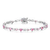 Pulsera de tenis de plata de ley con piedra de nacimiento rosa "Dawn" de FANCIME