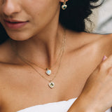Trinity Textured Silver Necklace in Created Peridot