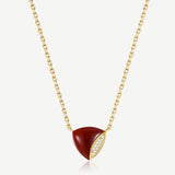 Trinity Silver Necklace in Natural Red Agate