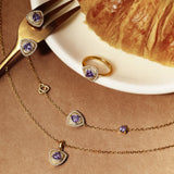 Trinity Textured Silver Necklace in Created Amethyst