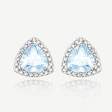 Trinity Essential Silver Earrings in Created Aquamarine