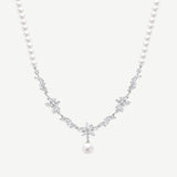 Collar de promesa de plata suave con gota de flor de glicinia