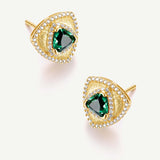 Trinity Textured Silver Earrings in Created Emerald