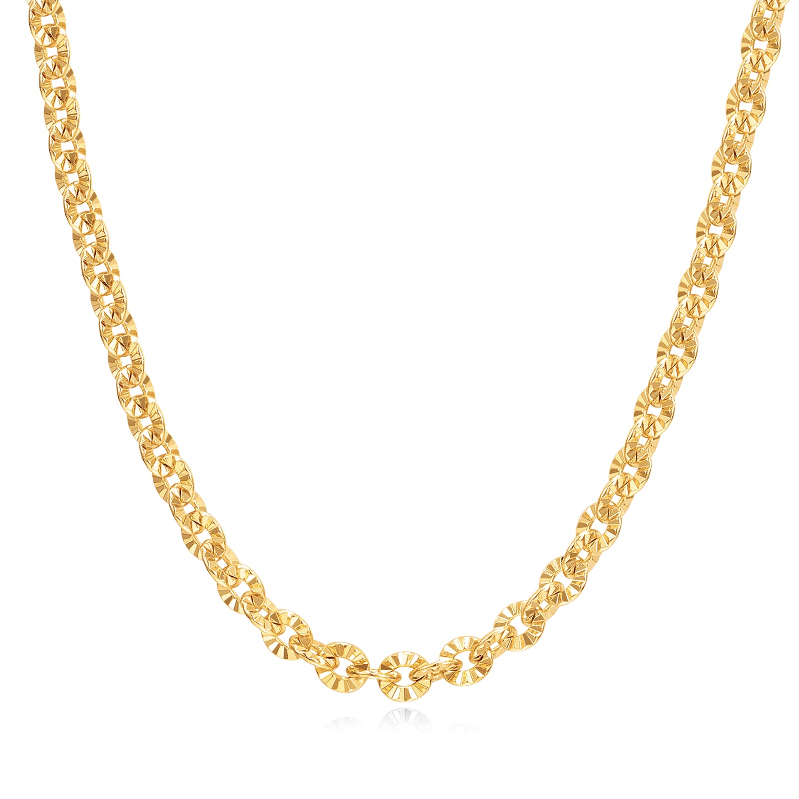 FANCIME Collar de cadena clásica de plata de ley con eslabones florales "Gracia iluminada por el sol"