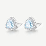 Trinity Essential Silver Earrings in Created Aquamarine