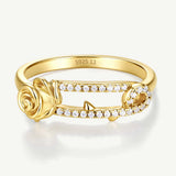 Anillo de plata con alfiler de rosa