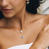 Trinity Textured Silver Necklace in Created Sapphire