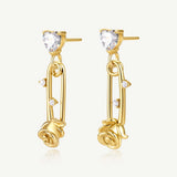 Pendientes de plata con alfiler de rosa