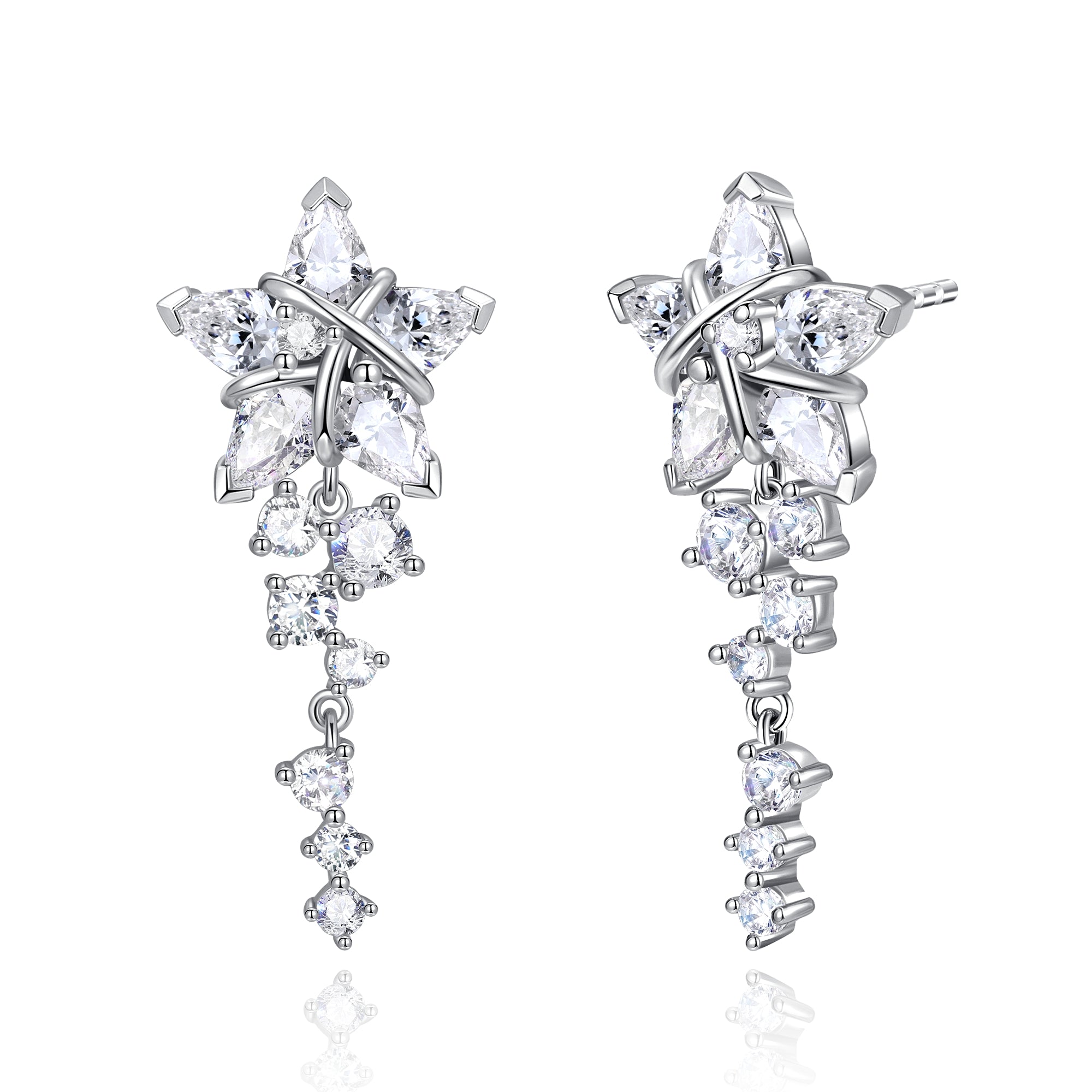 Pendientes de botón FANCIME "Vega Serenade" Estrella Centelleante Alfa Lyrae de plata esterlina