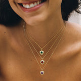 Trinity Textured Silver Necklace in Created Amethyst