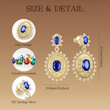 Pendientes de plata de ley con piedra de nacimiento de septiembre en corte oval vintage "Retro Romance" de FANCIME
