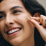 Trinity Textured Silver Ring in Created Aquamarine