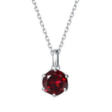 Collar con colgante de piedra de nacimiento granate en oro blanco macizo de 14K y cadena de plata de ley FANCIME "Flor Eterna"