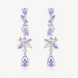 Pendientes de plata con amatista y gota de flor de glicinia