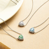 Trinity Essential Silver Necklace in Created Aquamarine