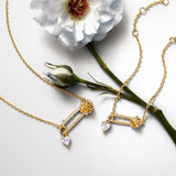 Collar de plata con alfiler de rosa