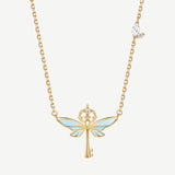 Harry Potter x FANCIME Collar de Plata de Ley con Llaves Voladoras Diseño que Brilla en la Oscuridad
