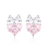 Pendientes de plata de ley con corazón rosa "Bow For Princess" de FANCIME