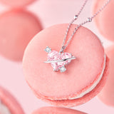 FANCIME "Sweetheart" Collar de plata de ley con planeta rosa