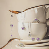 Trinity Textured Silver Necklace in Created Amethyst