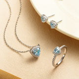 Trinity Essential Silver Earrings in Created Aquamarine