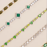FANCIME Pulsera de tenis de plata de ley con peridoto piedra de nacimiento de agosto "Amanecer"
