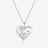 Collar Corazón de Amor Madre e Hijo en Plata de Ley con Piedra de Luna