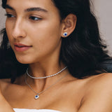 Trinity Textured Silver Earrings in Created Sapphire
