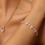 Pulsera de tenis de plata de ley con corazón halo "Srta. Encantadora" de FANCIME