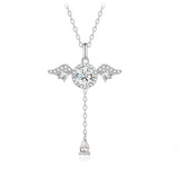Collar de plata de ley con aguamarina, piedra de nacimiento de marzo "Amor de Ángel" FANCIME