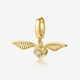 Harry Potter x FANCIME Amuleto de Plata de Ley con Snitch Dorada