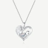 Collar Corazón de Amor Madre e Hijo en Plata de Ley con Circón