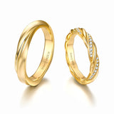 Anillos de Promesa para Parejas de Plata de Ley FANCIME "Mezcla de Amor"