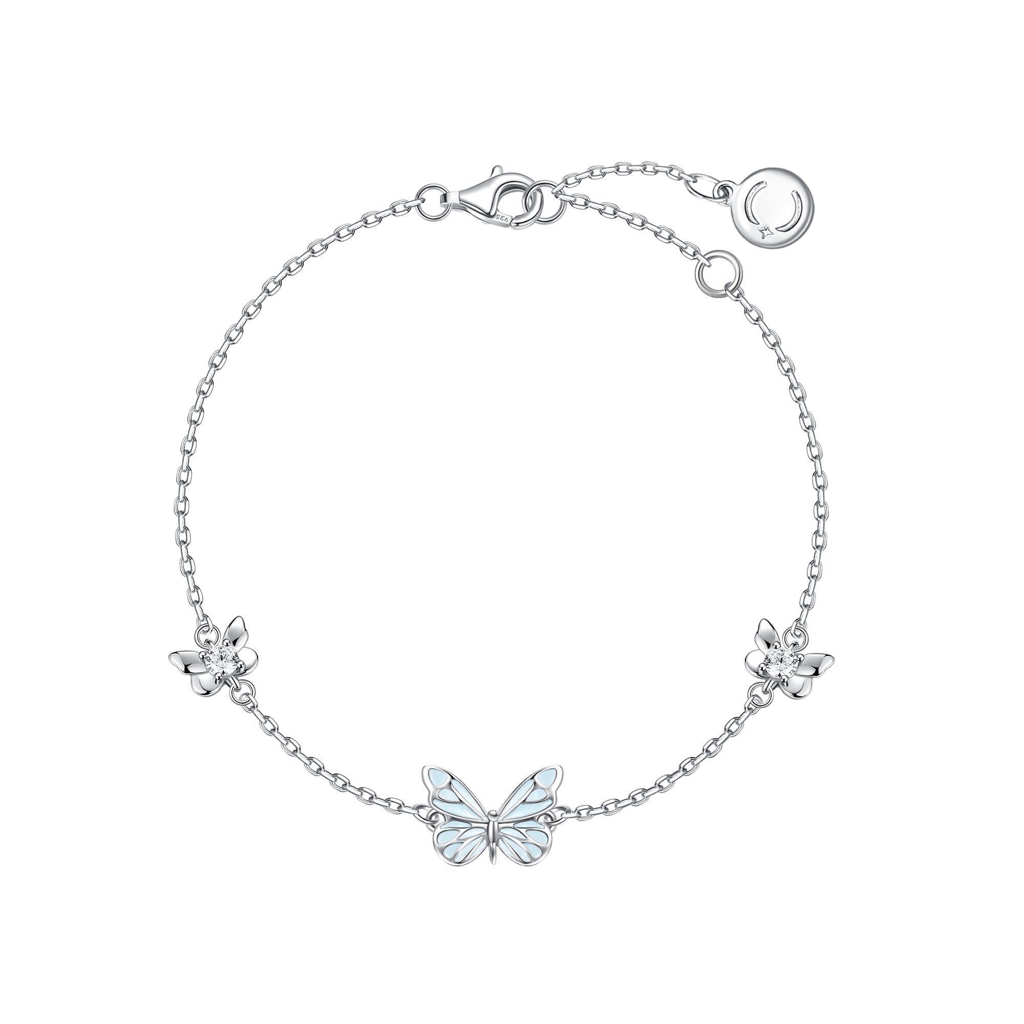 Pulsera de Plata de Ley con Esmalte Luminoso FANCIME "Mariposa Estelar"