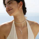 Collar colgante en Y con flor "Wisteria Whisper" en plata de ley FANCIME