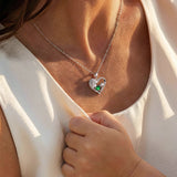 Collar Corazón de Amor Madre e Hijo en Plata de Ley con Esmeralda