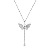 Collar de Plata con Cuerda de Tirar "Efecto Mariposa"
