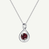 Collar con colgante de plata esterlina símbolo infinito "Abrazo infinito" con granate piedra de nacimiento de enero - Plata