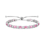 Pulsera de tenis de plata de ley con turmalina piedra de nacimiento de octubre "Glamour Radiance" Cadena bolo clásica