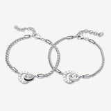 FANCIME "Roman Time" Pulseras de cadena de trigo entrelazadas para parejas de plata de ley