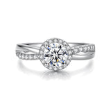 Anillo de plata de ley con moissanita talla redonda de FANCIME